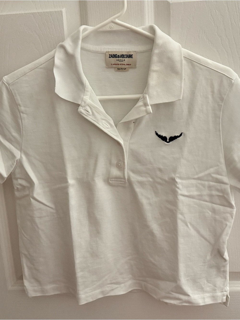 Zadig & Voltaire Women’s White Polo Shirt with Black Embroidered Logo